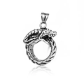 Ciondolo drago Ouroboros in acciaio al titanio argento con scaglie e forma ad anello - Solo ciondolo / Ciondolo Color Acciaio (Senza Catena)