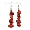 Minimalist stainless steel earrings with reddish brown natural sandstone beads - Gold Sandstone