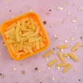 Textured cream orange DIY craft beads in a square box on pink starry fabric - Yellow Cheese Stick 2cm*0.5cm / 10.00g