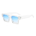 Modern thick square sunglasses with transparent frames and blue gradient lenses - Transparent Frame Gradient Blue Lens