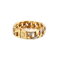 Bracciale da uomo a maglia cubana dorata con strass e chiusura a scatto quadrata - Stile Dorato(KB120787-BD)