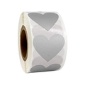 Close-up of silver heart-shaped scratch-off sticker roll with metallic finish - Small Roll / Silver