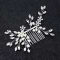 Elegant silver bridal hair comb with handmade pearls and crystal rhinestones - Silver