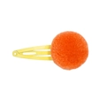 Yellow metal BB clip with a fluffy orange plush ball for kids hair styling - 1 Piece / Vibrant Orange