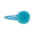 Cute candy colored plush ball hair clip for kids featuring a soft blue pom pom detail - 1 Piece / Mint Green