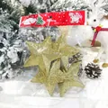 Glittering gold star Christmas tree ornaments in festive Merry Christmas packaging - 7cm (Set of 4) / Gold