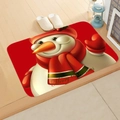 Absorbent Christmas door mat featuring a cute cartoon snowman on a bright red background - 50cmx80cm / US 4