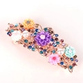 Detail of flower hair comb with colorful resin blossoms and inlaid sparkling rhinestones - 8cm Spring Clip / Colorful