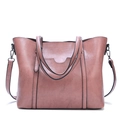 Sac fourre-tout rose en similicuir avec double poignée et bandoulière amovible élégante - Rose