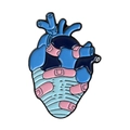 Cartoon anatomisches Herz Metall Pin mit buntem blau rosa Emaille Finish Abzeichen - Rosa und Blaues Herzdesign (XZ2190)