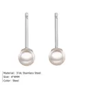 Klassische 4mm weiße Perlenohrstecker mit Stiften aus 316L Chirurgenstahl-Silber - Kugelstil / Stahlfarbe / 4mm
