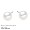 Minimalistische 8mm Perlenohrringe mit 316L Edelstahlsteckern in schlichter Stahlfarbe - Kugelstil / Stahlfarbe / 8mm