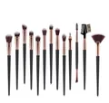 Macro view of 13 professional makeup brushes with rose gold ferrules and bicolor bristles - 13Pcs / Black Gold