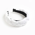 Braided padded headband in white velvet fabric with thick twist design for women - White