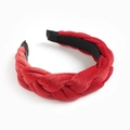 Braided velvet headband in red finish with non-slip lining and twisted texture design - Red