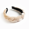 Braided velvet headband in champagne gold with elegant twisted cord texture - Beige
