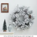 60cm flocked Christmas wreath with pine cones and artificial snow decoration - 60cm Mixed Leaves Snow Flocked Wreath Style B