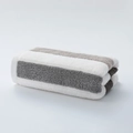 Thick cotton striped face towel in grey and white color blocks for soft skin care - 34*76cm / Gray