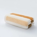 Soft striped cotton towel featuring white, orange, and brown blocks in a neat folded stack - 34*76cm / Yellow