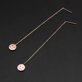 Rose gold tassel drop earrings with smiling face charm in minimalist titanium steel - Smile Face (8336)