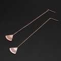 Minimalist rose gold titanium steel drop earrings with fan-shaped hollow tassel fringe - Geometric Fan (8338)