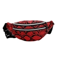 Sac banane à motif serpent rouge et noir avec double fermeture éclair et sangle - Rouge