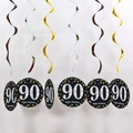 Decorazioni a spirale per 90 compleanno con cartellini neri e oro happy birthday - Età 90 Spirali Singole Nero Oro Argento