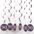 Decorazioni a spirale in PVC per il 90° compleanno in nero e oro rosa - Età 90 Spirale Singola Oro Rosa