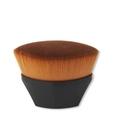 Flat top foundation brush with dense gradient orange bristles and black matte handle - Black Medium Brush with Transparent Box