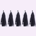 Five-pack of decorative black paper tassels for party and birthday venue decoration - 5 Pcs/Pack / Black