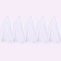 Set of 5 white decorative paper tassels for birthday and wedding party decorations - 5 Pcs/Pack / White