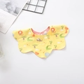 Yellow cotton baby bib with floral edge and African animal cartoons like lions and zebras - [petal Bib] Yellow Lion