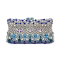 Dettaglio degli strass blu e argento con chiusura a gioiello su pochette elegante - Argento Blu