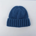 Dark blue knitted beanie hat with a thick folded cuff for winter warmth and comfort - 52-58cm / Fog Blue