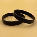Set of two minimalist black silicone wristbands in smooth finish with no engraving - Black