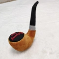 Pipe-shaped plush dog toy with No Smoking embroidery and squeaky sound feature - Coffee Pipe