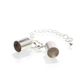 Close-up of silver metal lobster clasp and cord end caps with extension chain for DIY jewelry - 4mm*8mm / White K/Silver