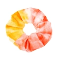 Detail of vibrant tie-dye velvet scrunchie showing orange to pink color gradient - Tie-Dye Pink Yellow