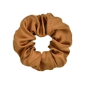 Brown satin silk scrunchie with metallic luster for women elastic hair tie accessory - Brown
