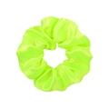 Vibrant neon green satin scrunchie with silky luster and elastic pleated design - Fluorescent Green