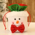 Christmas snowman drawstring gift bag with plush carrot nose and festive red ribbon bow - Colorful Snowman Apple Bag