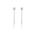 Boucles d'oreilles longues à pampilles flocon de neige en argent avec zircons - Clous Flocon de Neige + Boucles d'Oreilles à Franges