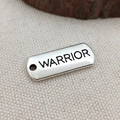 Silver rectangle metal tag engraved with Warrior for DIY jewelry making accessories - WARRIOR