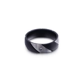Anillo bicolor de acero inoxidable cepillado en negro y plata con una piedra de circón - US 7 / Plata & Negro (KR83030-KGC)