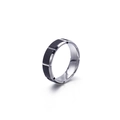 Men's two-tone stainless steel ring with black brushed center and silver polished edges - Black