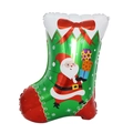 Palloncino in alluminio a forma di calza di Natale con Babbo Natale e fiocco rosso - Calza Natalizia Regalo Babbo Natale / Rosso