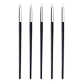Detailset van 5 professionele nail art kwasten met zwarte handvaten voor fijn schilderen - Black Handle Silicone Style