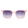 Pink square frame sunglasses for children with purple gradient lenses and silver accents - Pink Frame Gradient Grey Lens