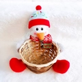 Close-up of cute penguin plush bamboo basket for Christmas candy and festive home decor - Penguin
