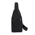 Vielseitige schwarze wasserabweisende Schulter-Brusttasche für Herren mit Kopfhöreranschluss - Schwarz